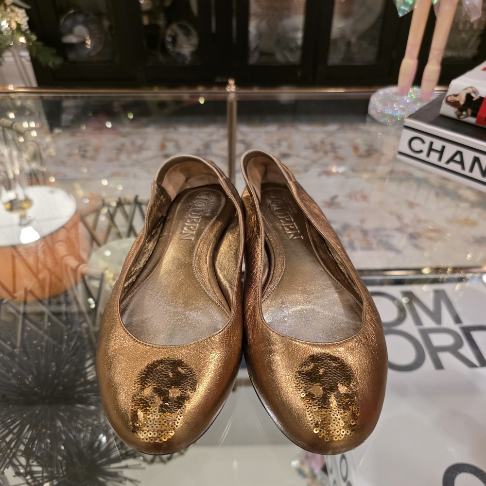 Alexander McQueen Bronze Sequin Flats